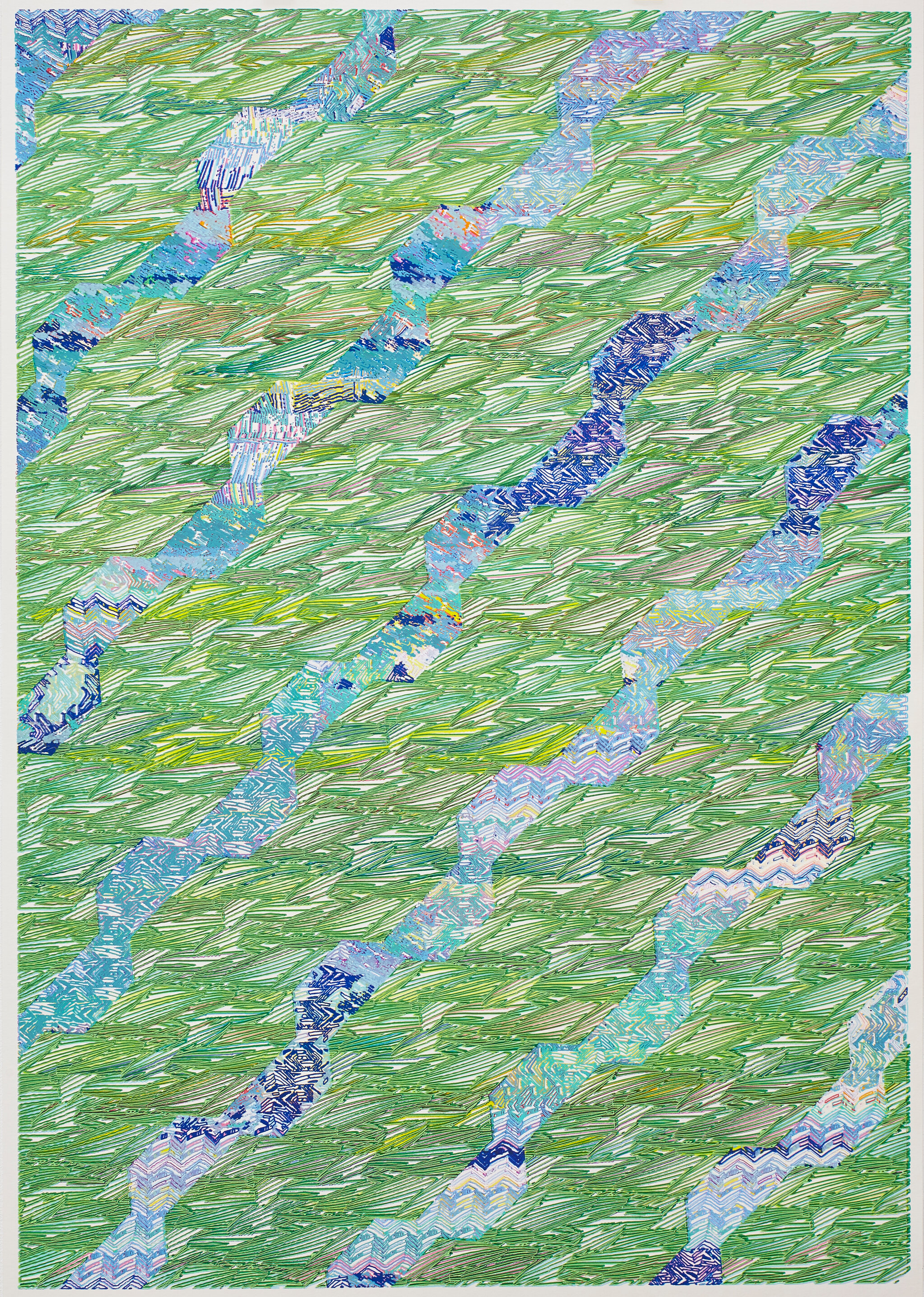 Run to Hills, 60x85cm, Various ink and acrylic pens, 300 gsm Hahnemühle Brittan…